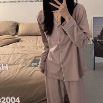 Purple Artichokes Orange Sea Simplicity Pure Cotton Long Sleeve Pyjamas Woman Spring Autumn Pure Color Cardiovert two sets