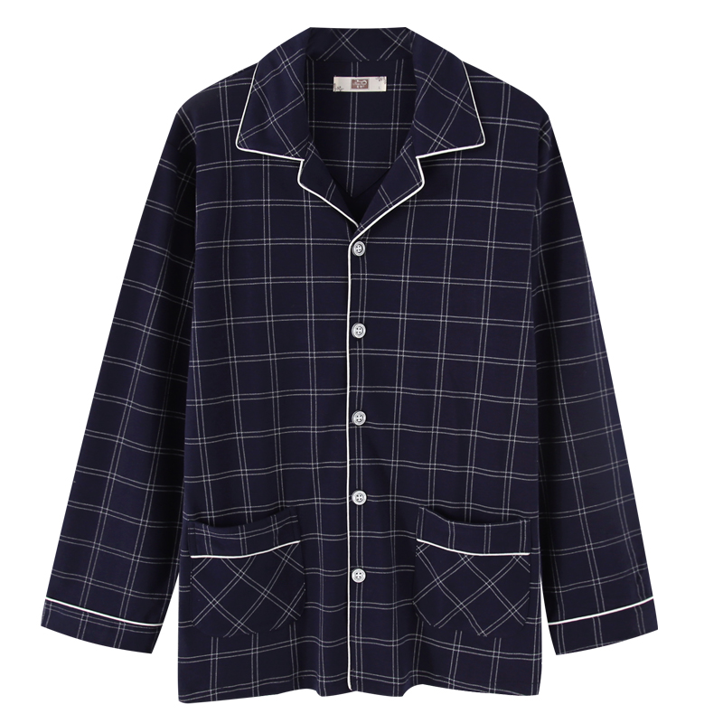 One-piece pajamas men's top autumn and winter thickened cotton long-sleeved pajamas cardigan middle-aged and elderly men's pajamas large size