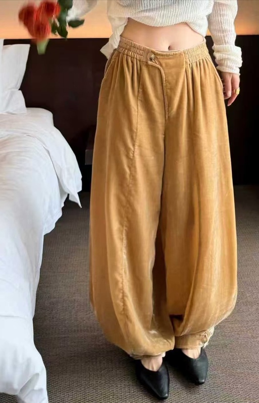 Yehan Velvet Yellow Pants 2026 New Style New