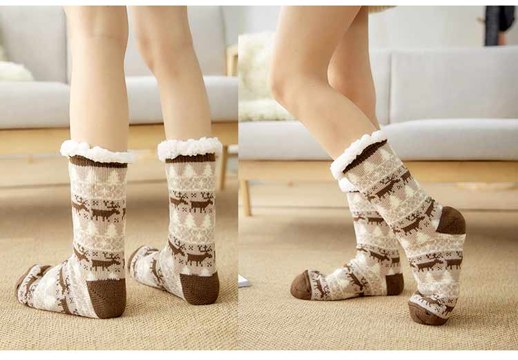 Cộng với tất nhung sàn len tất chống trượt dày mùa thu và mùa đông ấm áp vớ nhà người lớn vớ phụ nữ cashmere tháng vớ tất trẻ em