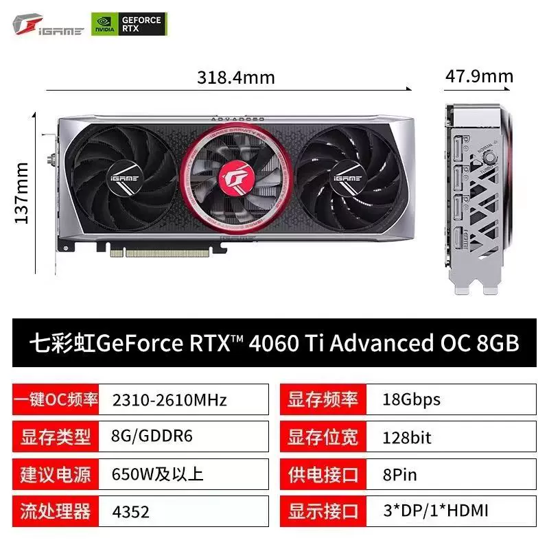 Видеокарта Colorful RTX 3060 Ti Ultra W OC G6X — 8/12 ГБ, трёхвентиляторный разгонный дизайн для 2K-игр
