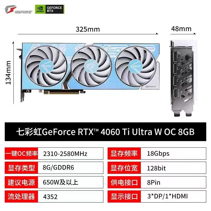 Видеокарта Colorful RTX 3060 Ti Ultra W OC G6X — 8/12 ГБ, трёхвентиляторный разгонный дизайн для 2K-игр