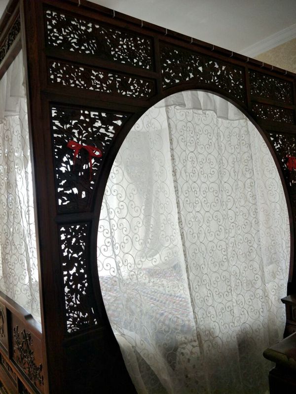 Mây Palace. New Ming Trung Quốc và nhà Thanh hedgehog cổ điển giường tán gỗ hồng mộc giường bốn cọc màn ngủ áo choàng thêu tấm màn che - Bed Skirts & Valances rèm quây giường ngủ