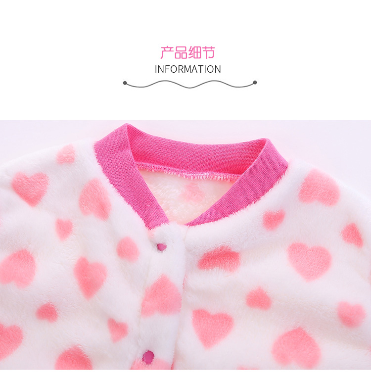 Bộ đồ ngủ nhung san hô cho bé mùa thu đông mặc quần áo dày nam nữ ấm bodysuit chất nỉ bông hàn quốc