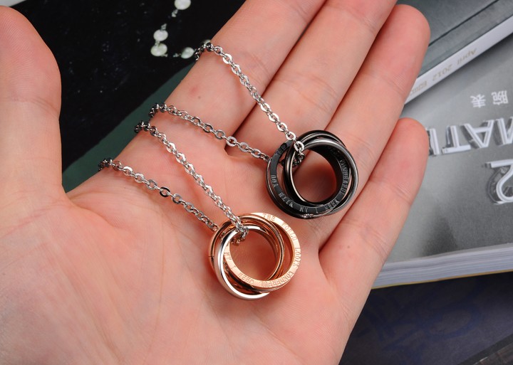 Jewelry Small Gift Ring Interlocking Titanium Steel Couple Necklace display picture 4