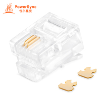 Baoer Xingke RJ116P4C 6P2C telephone voice crystal head pure copper gold-plated shrapnel 50 pieces