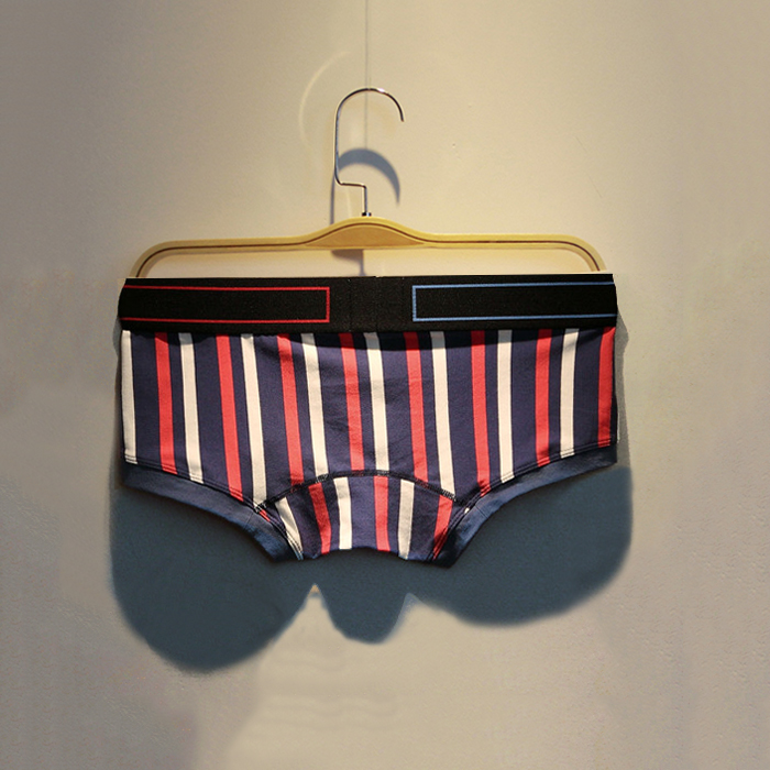 Đồ lót nam Hibin hai màu kết hợp sọc boxer cotton cá tính eo thấp gợi cảm nam triều quần bốn góc - Vòng eo thấp quần lót nam sexy