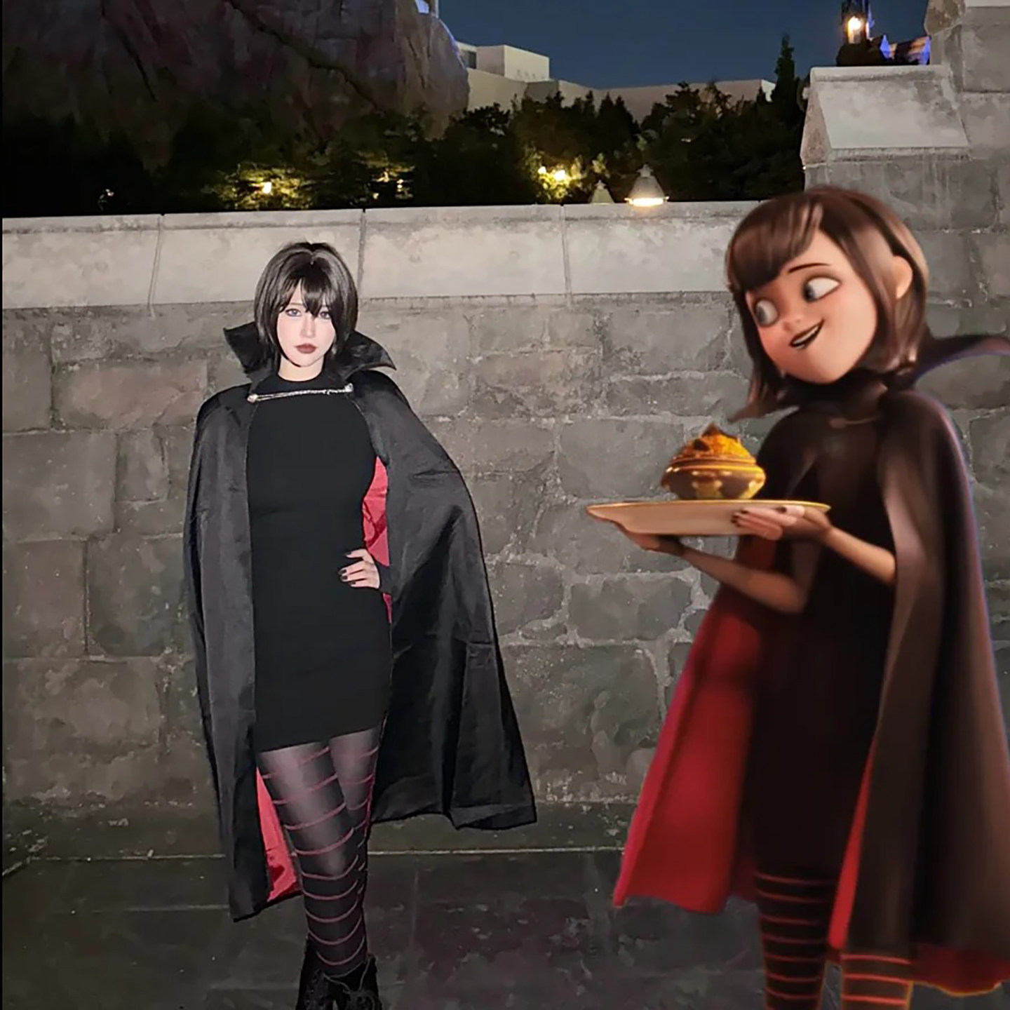 Hotel Transylvania Mavis Halloween cosplay costume, dressed as a woman, funny decorations and clothes