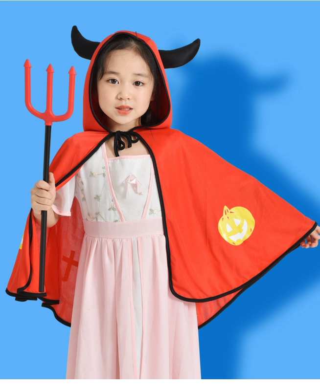 Halloween trẻ em trang phục cosplay nam và nữ sừng quỷ khăn choàng áo choàng ma cà rồng áo choàng hiệu suất