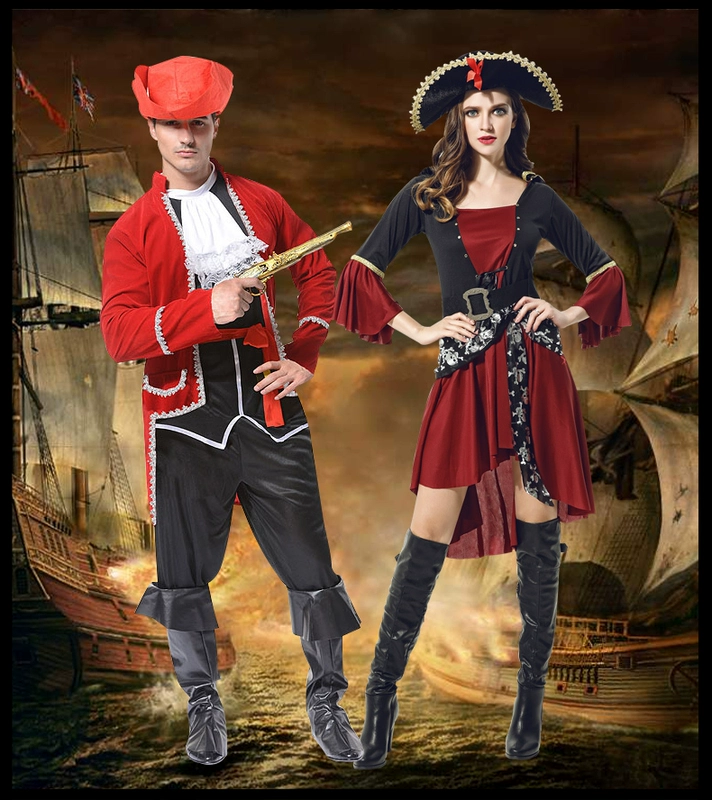 Trang phục hóa trang Halloween trưởng thành nam cosplay hóa trang biểu diễn Caribe nữ thuyền trưởng cướp biển trang phục