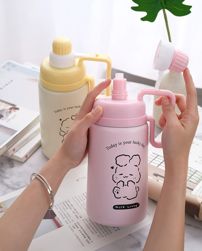 Dung tích lớn di động thép không gỉ 304 ống hút cốc thể thao sinh viên nồi giữ nhiệt nồi ngoài trời thể dục du lịch nồi lạnh binh dung nuoc dep binh dung nuoc lanh