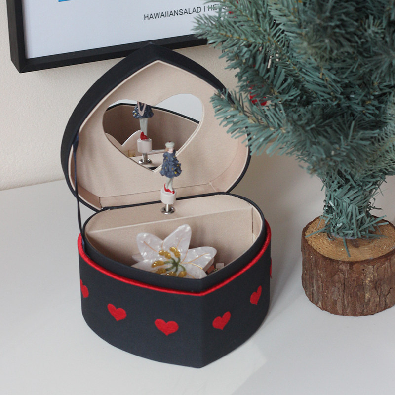 Danish konges slojd girl clockwork spinning octaphonic box velvet hair clip containing box Christmas present-Taobao