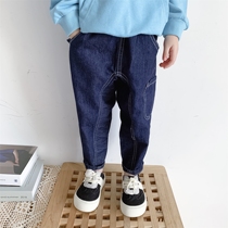 Bean Bag Monarch 2021 Chunqiu Han version of male and female childrens baby retro 100 lap handsome gas neutral lenient Harun jeans