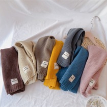 2020 autumn and winter Korean version of male and female child pure color large white mark knit scarf with simple damp Fan baby warm hair wire perfuge
