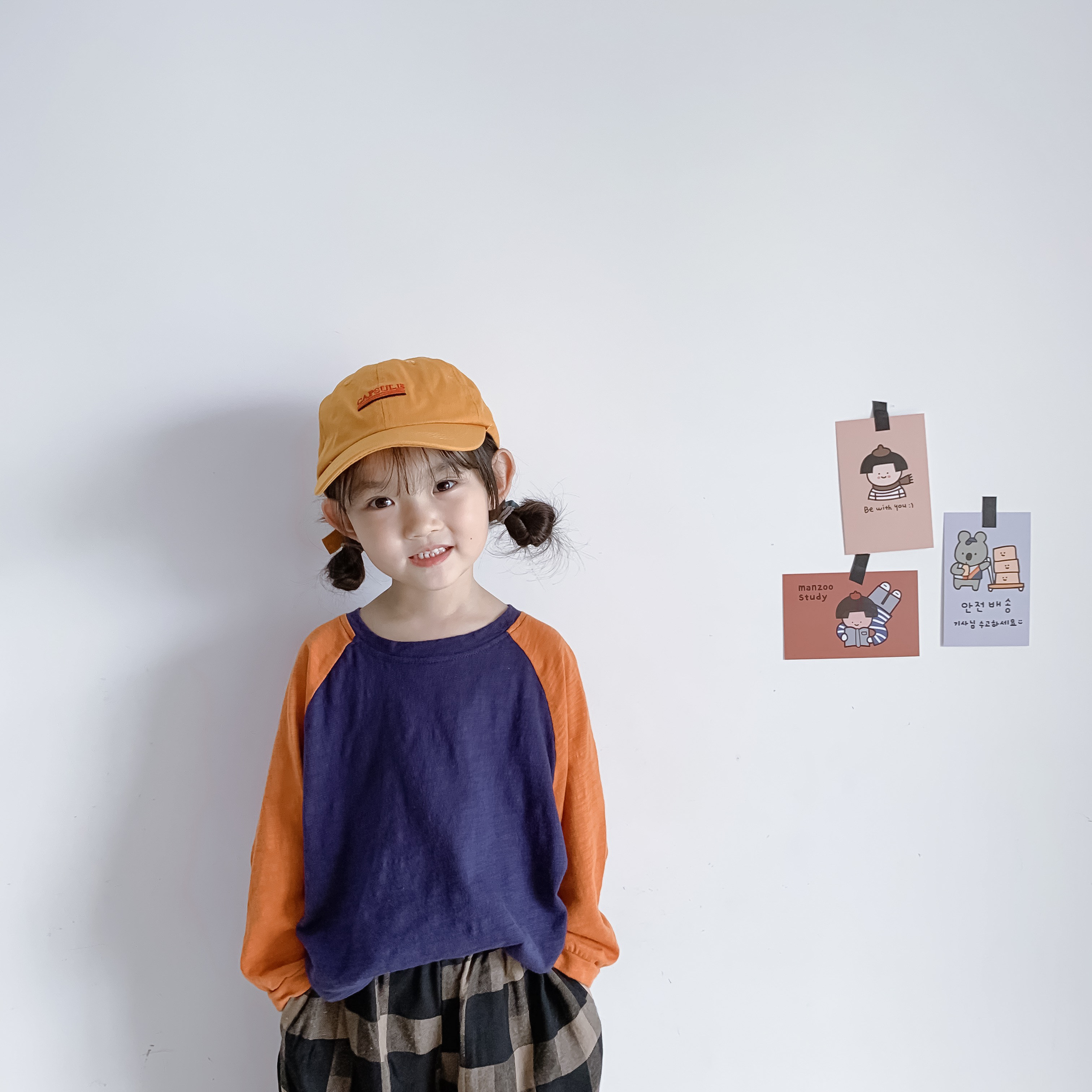 Spring and autumn Korean version of male and female children's baby bat sleeves 100 hitch-coloured foreign inserts Shoulder Sleeves Bamboo Festival Cotton Jersey T-shirt