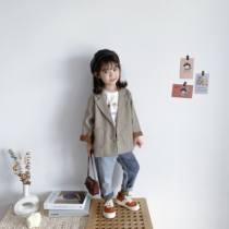 Bean Bag Monarch 2022 Chunqiu Han version of male and female childrens baby Temperament Neutral Retro College Style Subsuit Jacket Tide