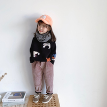 Parent-child Autumn Winter Korean version of male and female children Baby cute animal pattern Utility Ocean Warmth Needle Weaselwear Sweater Sweater