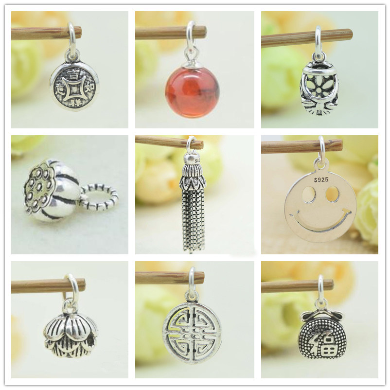 Retro made of old 925 pure silver Thai silver rose with laughs face Flow Su pentagram accessories Accessories Small Pendant