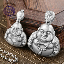 999 foot silver Maitreya Buddha sterling silver big belly Buddha smile girl necklace pendant Buddha statue to keep safe sweater chain