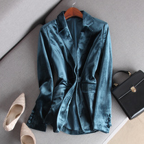 Aimar boutique low-key luxury gold velvet suit slim slim slim button fully lined shoulder pad jacket women Autumn