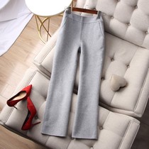 Autumn Winter New Island Country Customised Warm Bifacial Fleece Pants Temperament Light Grey Composite Woolen Sweatpants With Slim And Slim Light Bratpants