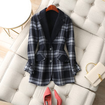 Commuter for non-gas fields ~ Business Leisure Gprint Two-grain buckle Double-sided wool The suit coats the autumn and winter ladies