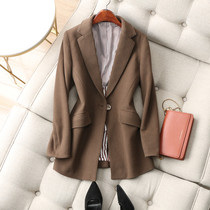 High Order Sense of inability to refuse ~ temperament commuter OL repair a grain of buttoned wool Mao in suit jacket autumn and winter women