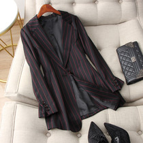 Workplace Elite Temperament Wine Red Double Fine Toothpicks Island Nation Fine Spinning Wool Double Open Fork Hetsuit Jacket Woman