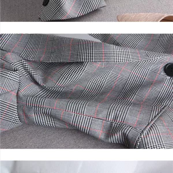 2018 xuân mới thanh lịch OL sáng mắt mini houndstooth vai pad một nút mỏng phù hợp với áo khoác nữ váy đầm đẹp