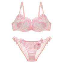 Out Day Original D Petal Series Rework Fine Work Embroidery Teenage Girl Fresh Sweet Beauty Steel Ring Slim Cup Bra Suit