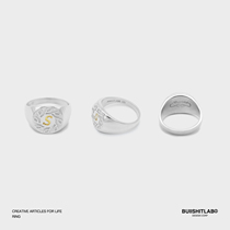 BULLSHITLAB (BSL) original design and customized 925 silver electroplated gold label S quarter limited ring