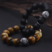 Upper Esteem Male Accessories Leopard Leopard Bracelet Male 999 foot Silver Ben Fortune Year Ornament Gold Tiger Eye Stone Bracelet