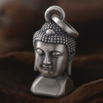 Upper revered male decoration such as coming to Buddha pendant male Buddha head 999 pure silver Thai silver necklace ornament Sakyamuni Buddha