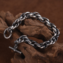 990 Foot Silver Mens Bracelet Handmade Retro Pure Silver Ornament Bully Coarse Solid Silver Chain Revered Male Accessories