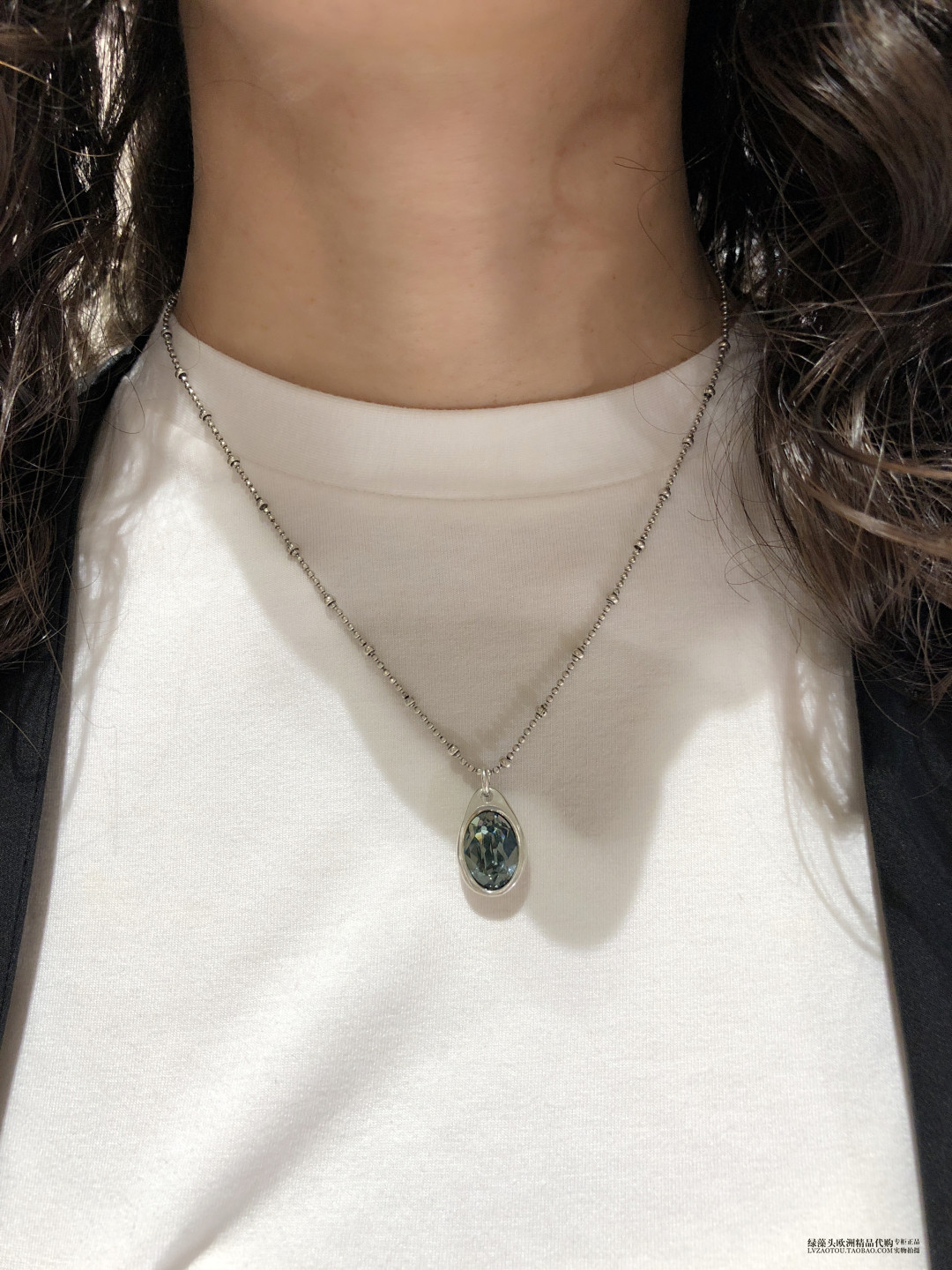 Spanish counter personality pure handmade tide brand UNO DE 50 simple water drop blue crystal bead necklace