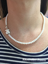 European counter TOUS peach bear simple light luxury small bear 925 sterling silver bear pearl necklace female