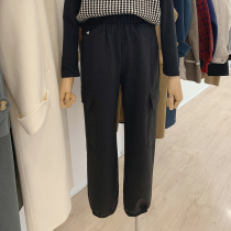 Lolora solid color beam foot overalls women autumn and winter 2021 New High waist straight sports casual long pants