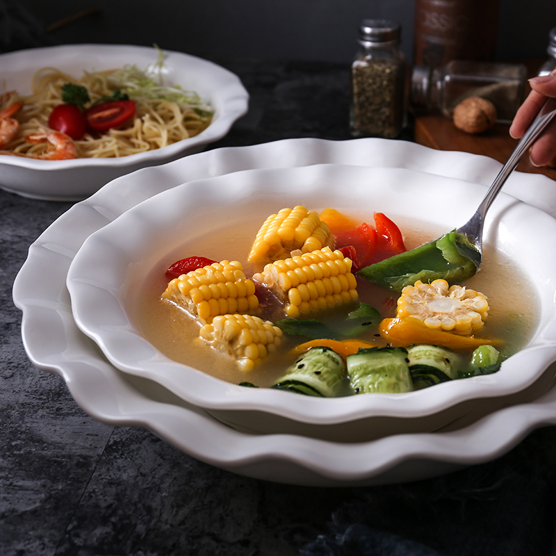 Creative Cutlery Personality Hotel Supplies Cutlery Soup Basin Ceramic Large Noodle Bowl Soup Bowl Large Bowl of Sour Vegetable Fish Basin-Taobao
