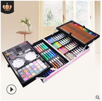 High-end Double Layer Aluminum Case Water Color Pen Suit Children Start Gift Boxes Students Stationery Prizes Study Supplies Gifts