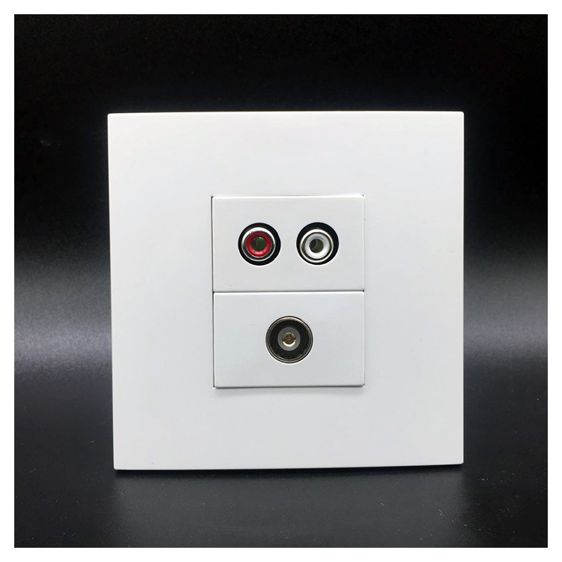 Type 86 Audio TV Socket AV Red White Lotus Solderless TV Cable TV Digital Module Word Multimedia Panel