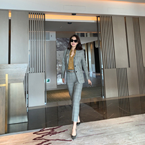 MARIUS old horse high-end commuter retro British fake two-piece plaid suit jacket straight trousers suit women