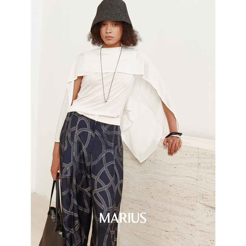 Marius |   Nautical Chain Series Joe's Original Knot Print Vacation Style Three-Dimensional Double Pleated Cropped Pants