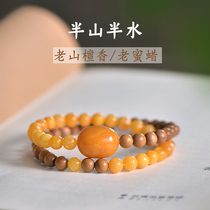 Natural demon flower old beeswax date beads Indian sandalwood double circle bracelet bracelet summer literary retro