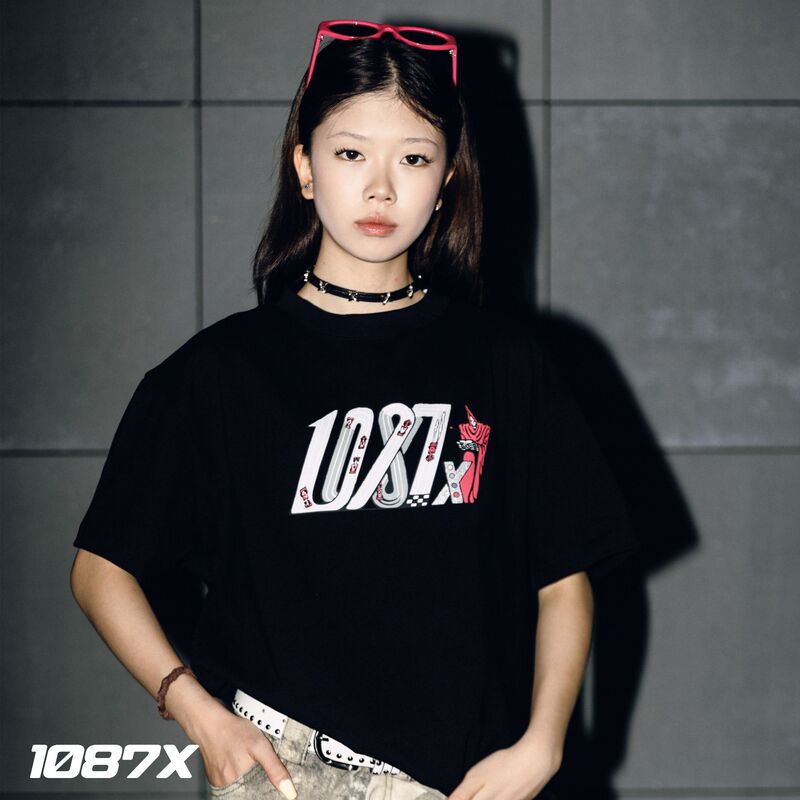 1087X Artist Collaboration Series Skull Racing Timer Flashing F1 Track Autumn Loose Fit T-Shirt 1087X Artist Collaboration Series Skull Racing Timer Flashing F1 Track Autumn Loose Fit T-Shirt