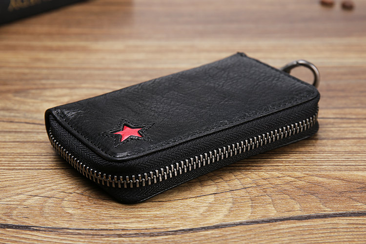 Đàn ông Vintage Zipper Túi da Túi da Đa năng Túi khóa Thẻ ngân hàng Gói công suất lớn Túi điều khiển từ xa - Trường hợp chính ví nữ đẹp 