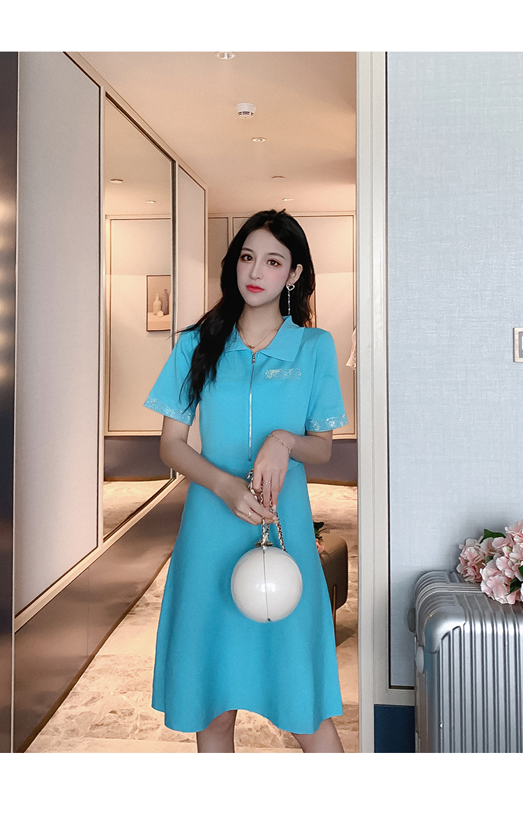 VK旗艦店 韓系時尚針織拚色短袖洋裝