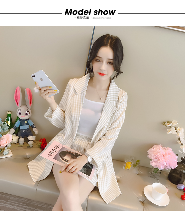 VK旗艦店 韓系休閒短褲條紋襯衫上衣吊帶顯瘦洋氣寬口褲套裝短袖褲裝