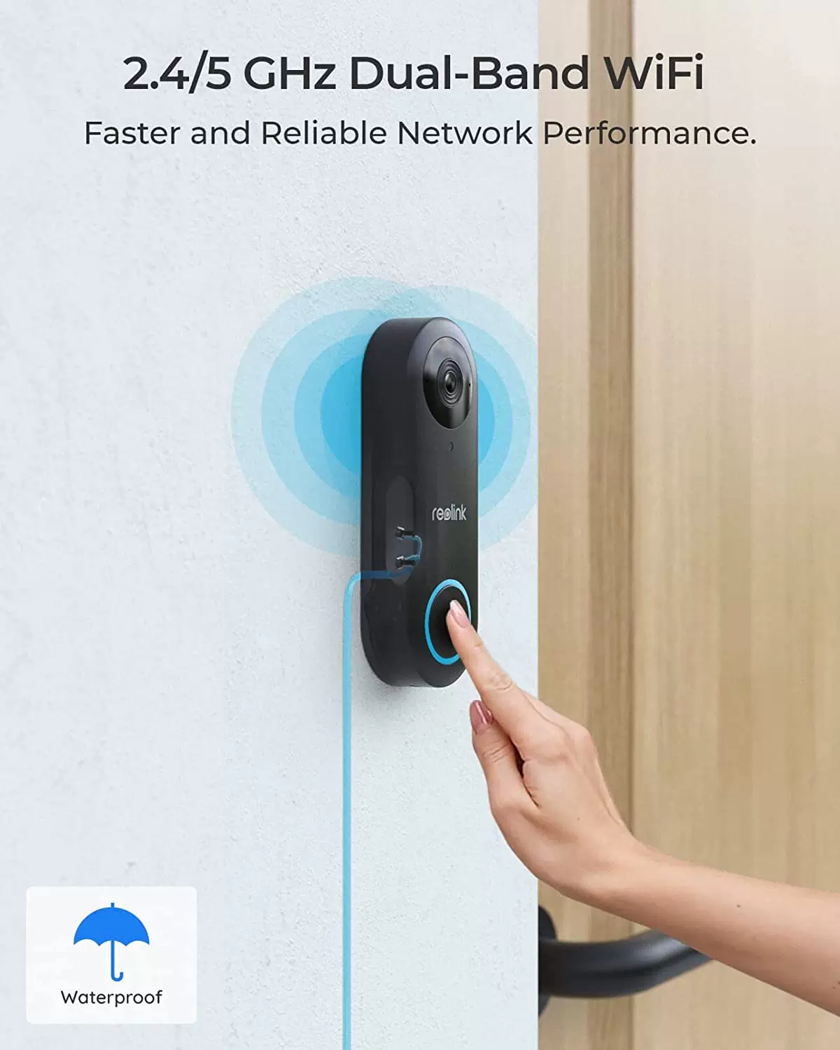 REOLINK Посещение дверного звонка WIFI проводной интеллектуальная детекция локальное хранилище 5MP гибкий 5G POE