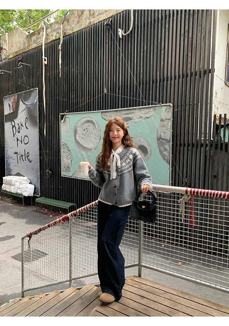 토지 작은 그룹 공정한 섬 스웨터 오픈 가디건 디자인 센스 한 부서 부드러운 레트로 분위기 센스 느긋한 슬림해 보이는 여성 코트 상세 이미지 23