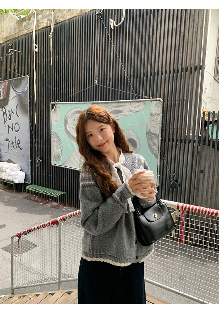 토지 작은 그룹 공정한 섬 스웨터 오픈 가디건 디자인 센스 한 부서 부드러운 레트로 분위기 센스 느긋한 슬림해 보이는 여성 코트 상세 이미지 28